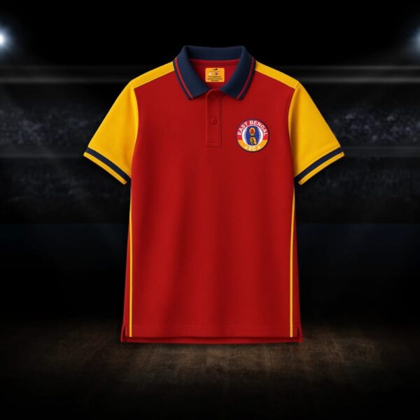 East Bengal FC Polo T-Shirt – 100% Cotton with Embroidered Logo